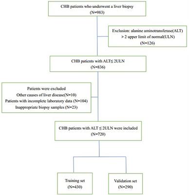 Clinical Non-invasive Model to Predict Liver Inflammation in Chronic Hepatitis B With Alanine Aminotransferase ≤ 2 Upper Limit of Normal